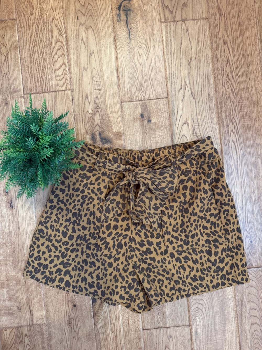 a new day Leopard Print High-Waist Tie Shorts - Brown/Black Size M